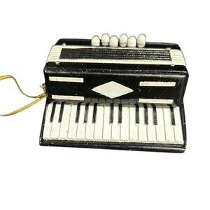 Vintage Wood Accordion Musical Instrument Christmas Ornament Rare